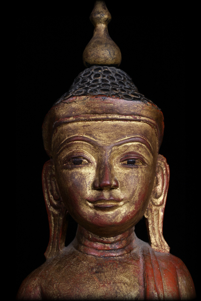 Extremely Rare 19C Wood Burmese Shan Buddha #A041